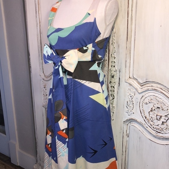 Marimekko for Anthropologie 100% Cotton Multi Color Graphic Scoop Neck Dress S/0 - Picture 3 of 9